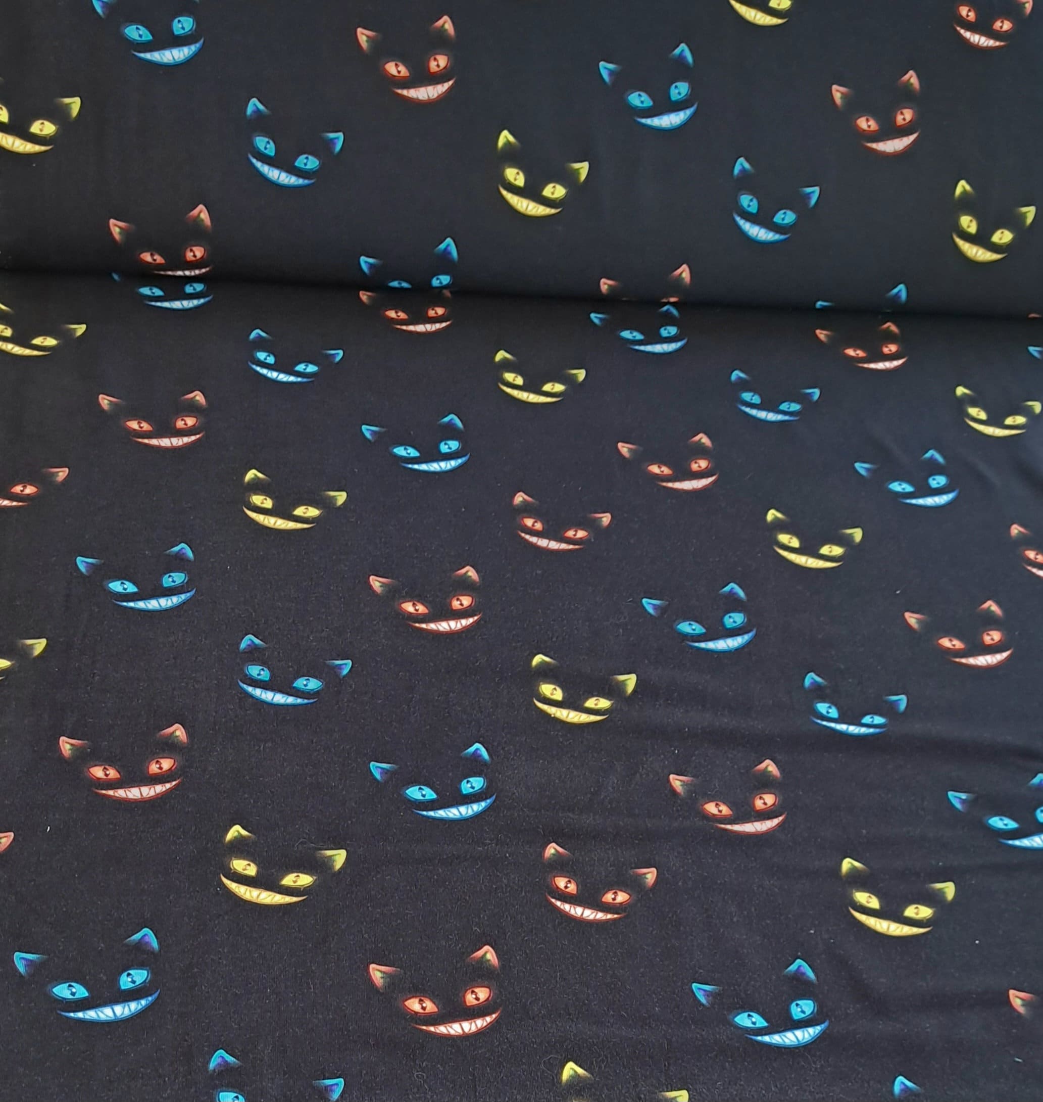 Baumwolljersey Baumwollstoff Grinsekatze Baumwolljersey