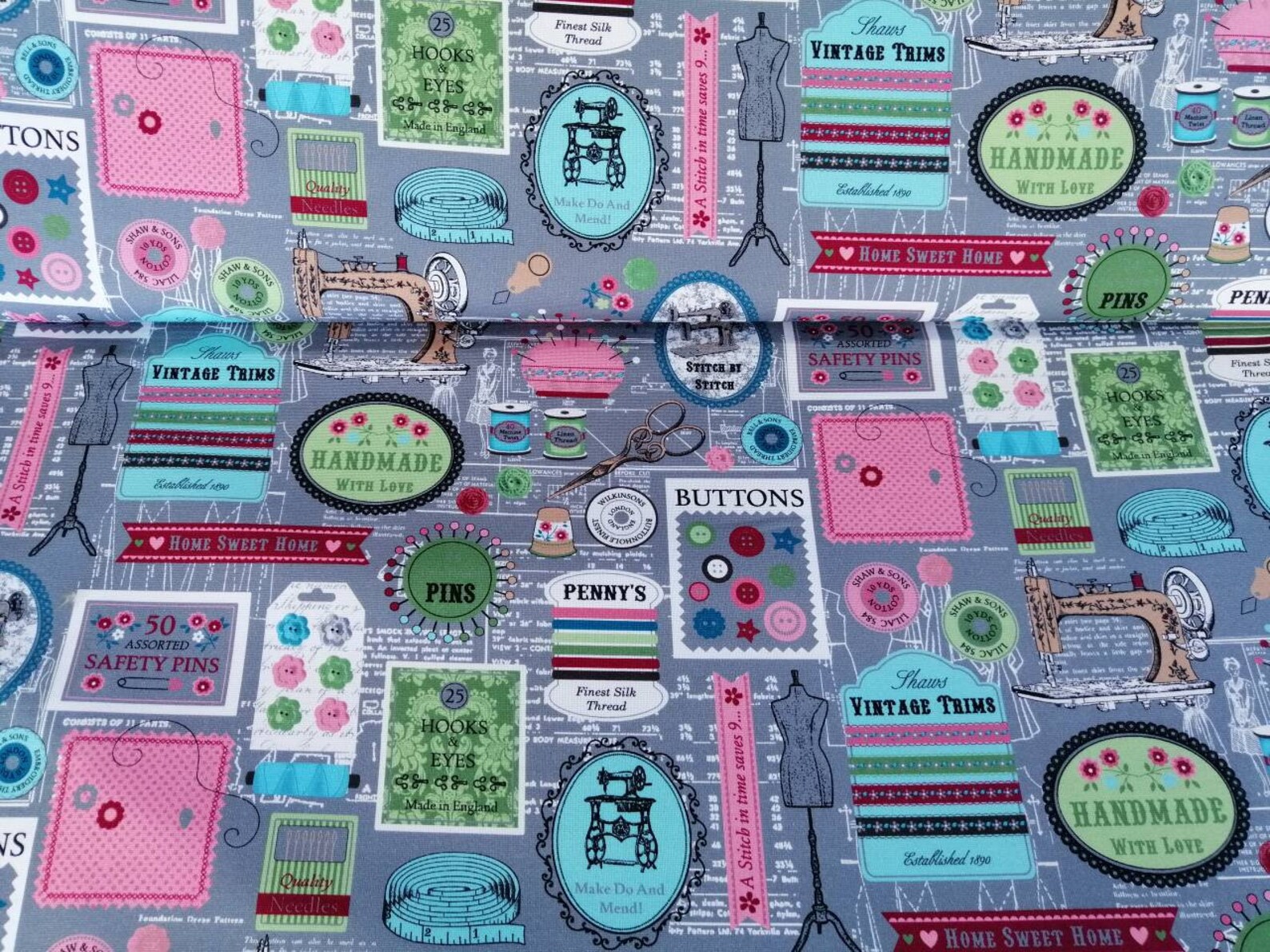 Cotton Canvas Sewing Fun Sewing Machine Etsy