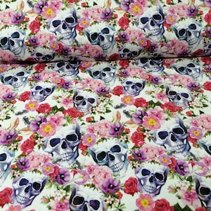 SummerSweat Skull Skull Skull Flowers Feathers White Black Pink Grey Miss by Julie