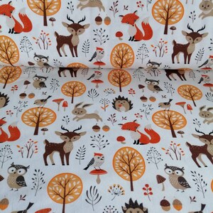 Cotton jersey forest animals on white Fräulein von Julie
