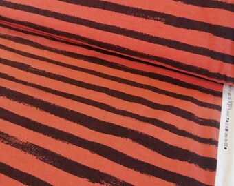 French Terry Sommersweat Groovy Stripes Streifen rost schwarz