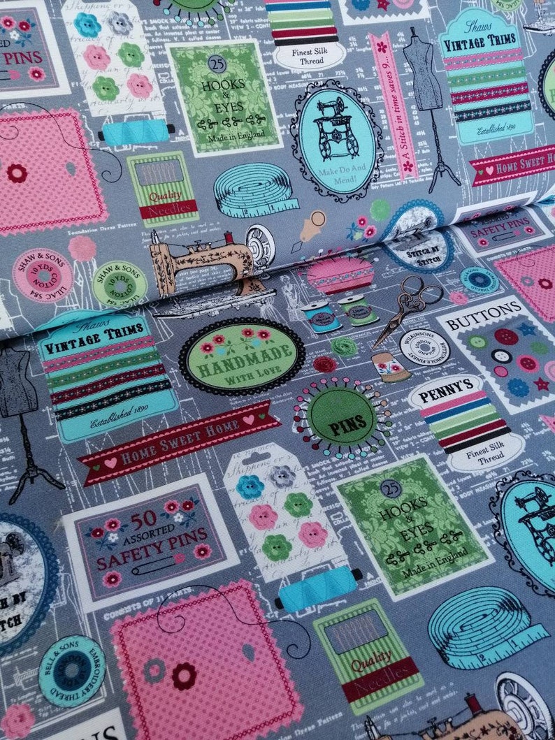 Cotton Canvas Sewing Fun Sewing Machine Etsy