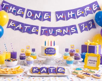 Personalized Friends TV Show Purple Birthday Banner: "The One Where" Theme, Birthday Gift, Handmade