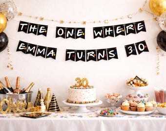 Personalized Friends TV Show Birthday Banner: "The One Where" Theme, Birthday Gift, Handmade