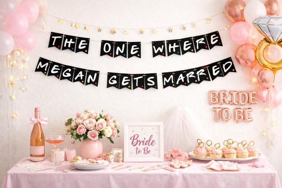 Personalized Friends TV Bridal Shower Banner: The One Where [Name] Gets Married