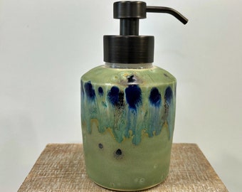 Handmade Foaming Liquid Soap Dispenser, Multi-Colored 16 Ounce Kitchen or Bathroom Soap Dispenser with Pump