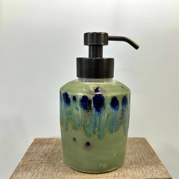 Handmade Foaming Liquid Soap Dispenser, Multi-Colored 16 Ounce Kitchen or Bathroom Soap Dispenser with Pump