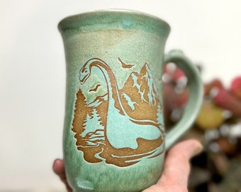 Whimsical Sea Creature Mug - Fun Cryptid Enthusiast Gift - Handmade Ceramic Coffee Cup