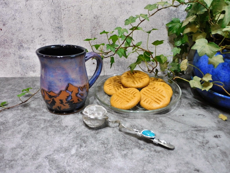 Purple Mountain Coffee Mug, Nature Mug, Majestic Mountain Mug, Hiking Mug, Handmade Stoneware Pottery Mug, Gift for Him/Her image 8