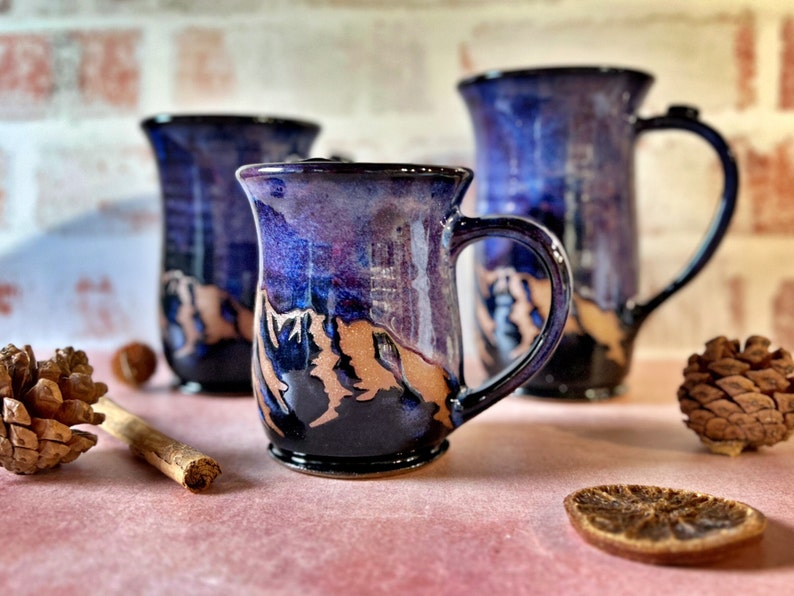 Purple Mountain Coffee Mug, Nature Mug, Majestic Mountain Mug, Hiking Mug, Handmade Stoneware Pottery Mug, Gift for Him/Her image 10