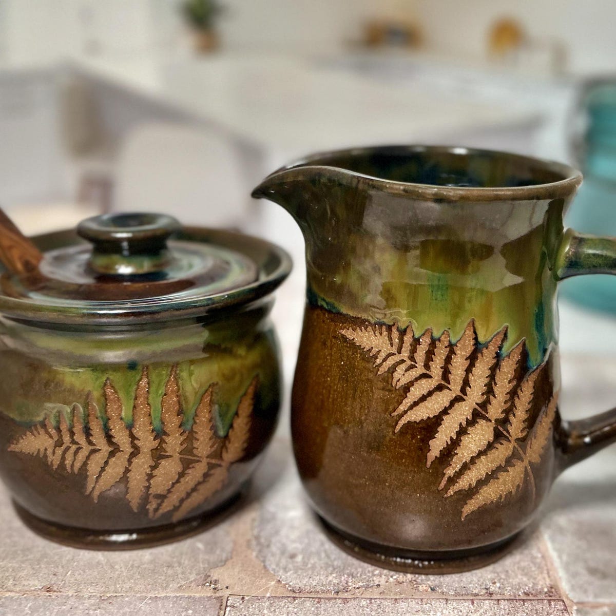 Handcrafted Lidded Sugar Bowl and Creamer