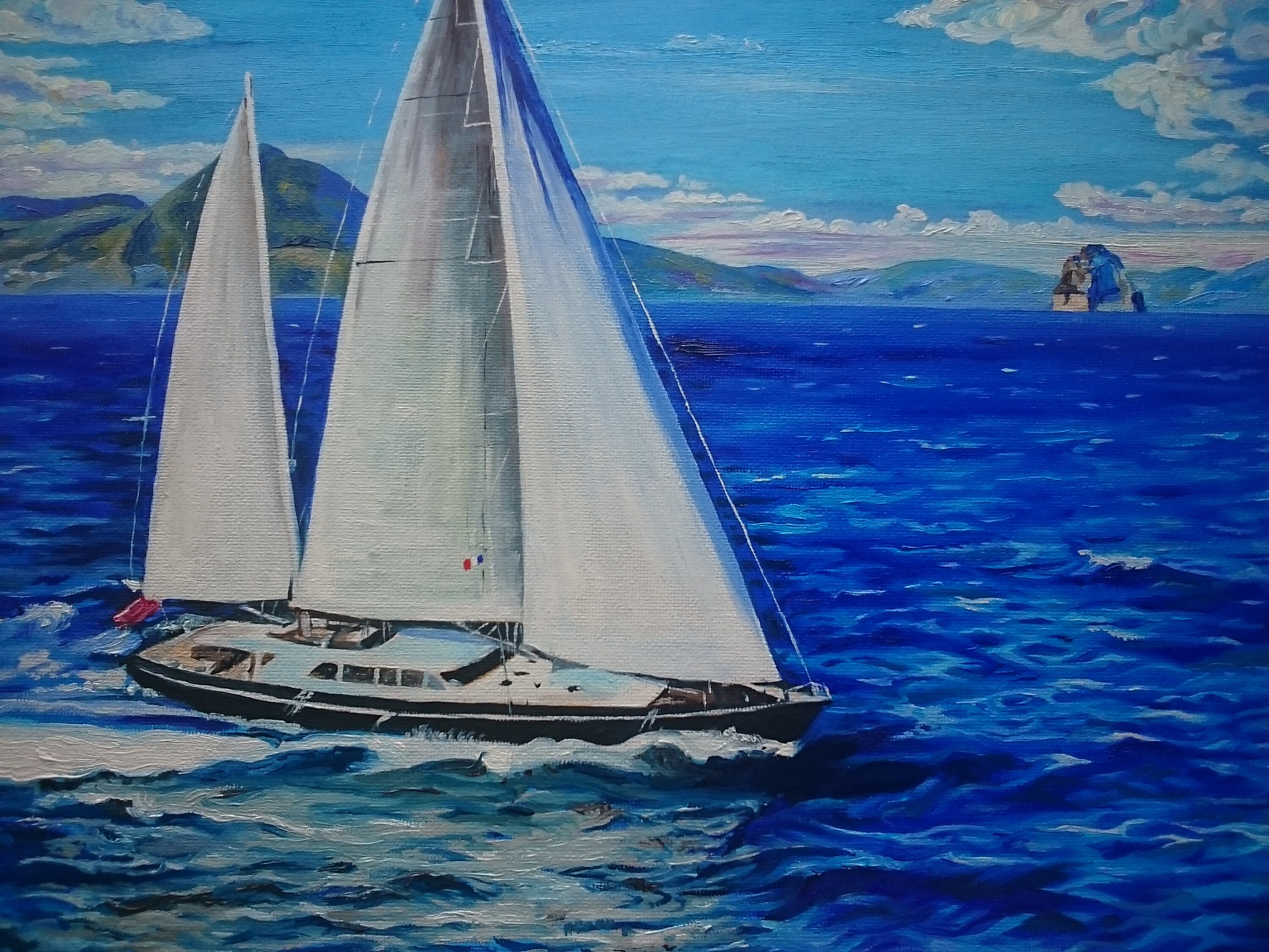 Sailing yacht original oil painting wall decor art gifts Etsy