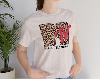 MTV Leopard T-Shirt, 90s Retro Graphic Tee, Vintage Style Shirt