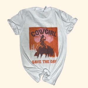 Save the Day Cowgirl (Vintage Feel) / Graphic Tees / T-shirt grafisch / statement-t-shirt / statement-T-shirt / T-shirt / top / vrouwen uniseks T-shirt