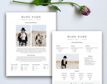 Two Page Media Kit Template, MS word, Instant Download, Editable Press Kit, Beauty Blogger Fashion Blogger Travel Blogger Blogger Media Kit