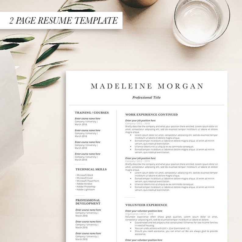 Professional Resume Template, Modern Resume, Resume Design, Cover Letter, Reference List, Minimalist Resume image 3