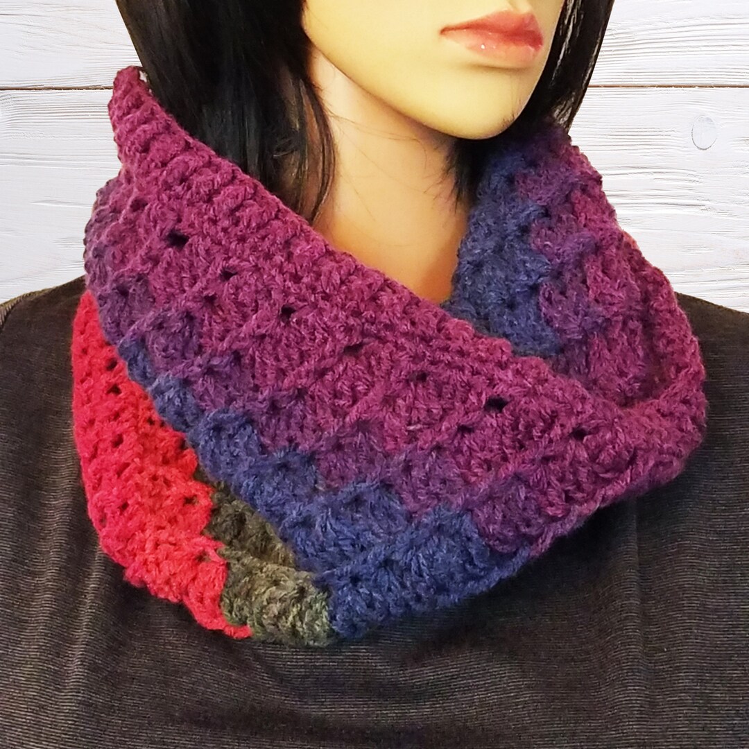 Infinity Cowl Scarf Neck Warmer, Crochet Handmade Divine Cowl, One of a ...