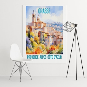 Grasse, France Watercolor Poster,Premium Matte 200 gr. French Riviera Art,Wall Decor,Travel Print,Vibrant Colors,capital of the perfums