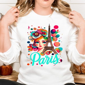 Eiffel Tower Paris Sweatshirt: Parisian Girl Fashion Crewneck
