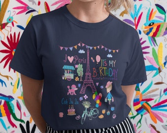 Paris Geburtstags-T-Shirt: Eiffelturm, französische Ikonen, Reise-Souvenir