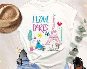 I Love Paris T-Shirt: Eiffelturm Grafik T-Shirt, Pariser Stil