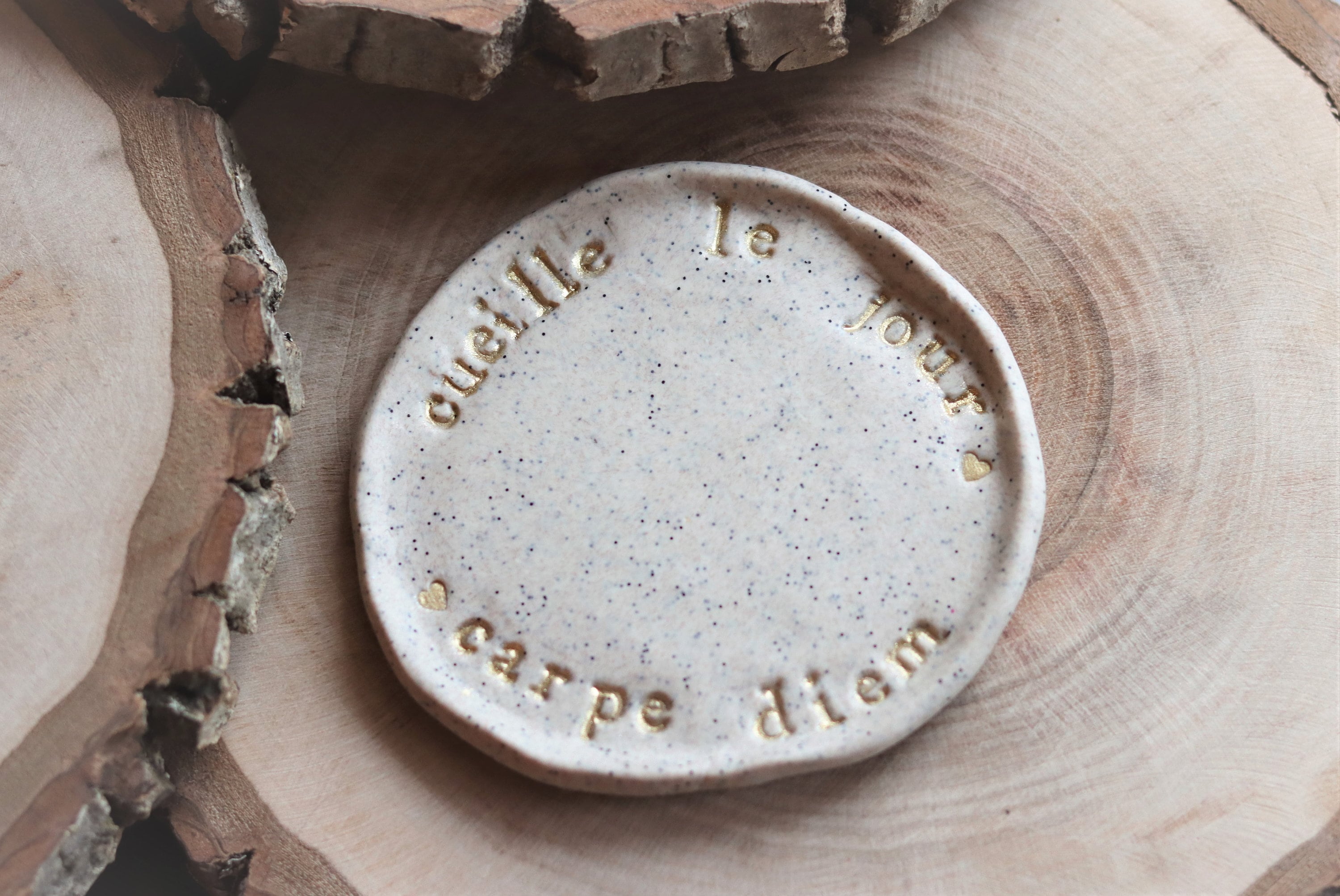 Carpe Diem Home Décor Plat de Bijoux et Bibelots Vide Poche en Argile Polymère - Cadeau Bienveillant