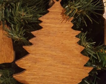 wood tree christmas tree cutout ornament handmade reclaimed wood