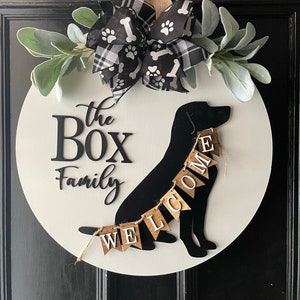 Personalized Door Hanger with Dog Silhouette