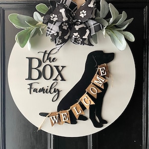 Personalized Door Hanger with Dog, Housewarming Gift, Dog Sign, Changeable Door Sign, Wedding Gift, New Home Gift