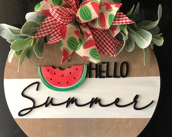 Voordeurdecoratie | Hallo zomerdeurhanger | Watermeloen Deurhanger | Zomerwatermeloendecor
