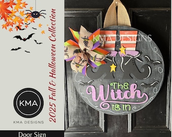 Halloween Door Sign, The Witch is in, Witch Door Sign, Witch Shoes, Halloween Wreath
