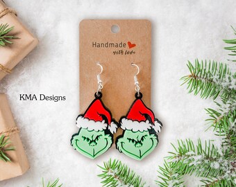 Orecchini Grinch Di Natale Classici - Orecchini Pendenti In Lega Verde Di Natale Dei Cartoni Animati Orecchini Grinch Super Carini Adatti A Ragazze E Donne