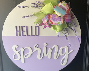 Lente voordeur decor | Hallo lentekrans | Lentekrans | Madeliefje | Lente voordeurkrans | Deurhanger met veer | Lente deurkrans