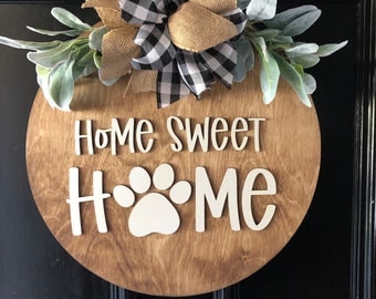 Front Door Decor, Home Sweet Home, Dog Door Hanger, Dog Lover Gift