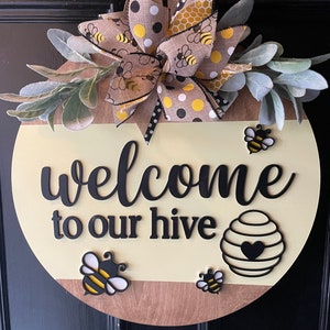 Bee Door Hanger, Welcome to our Hive, Bee Lover Gift