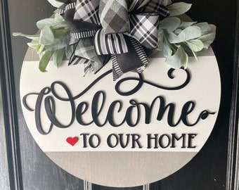 Front Door Decor | Welcome to our Home Door Hanger