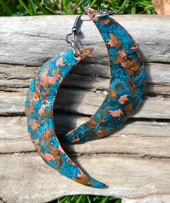 Oxidized copper shop earrings