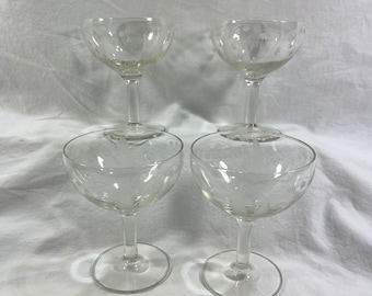 Vintage Lily of the Valley Champagne Glasses , Set of Four