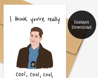 Downloadable Romantic Card, Brooklyn 99, Jake Peralta, Funny show card, vday card, gifts for Romantic day