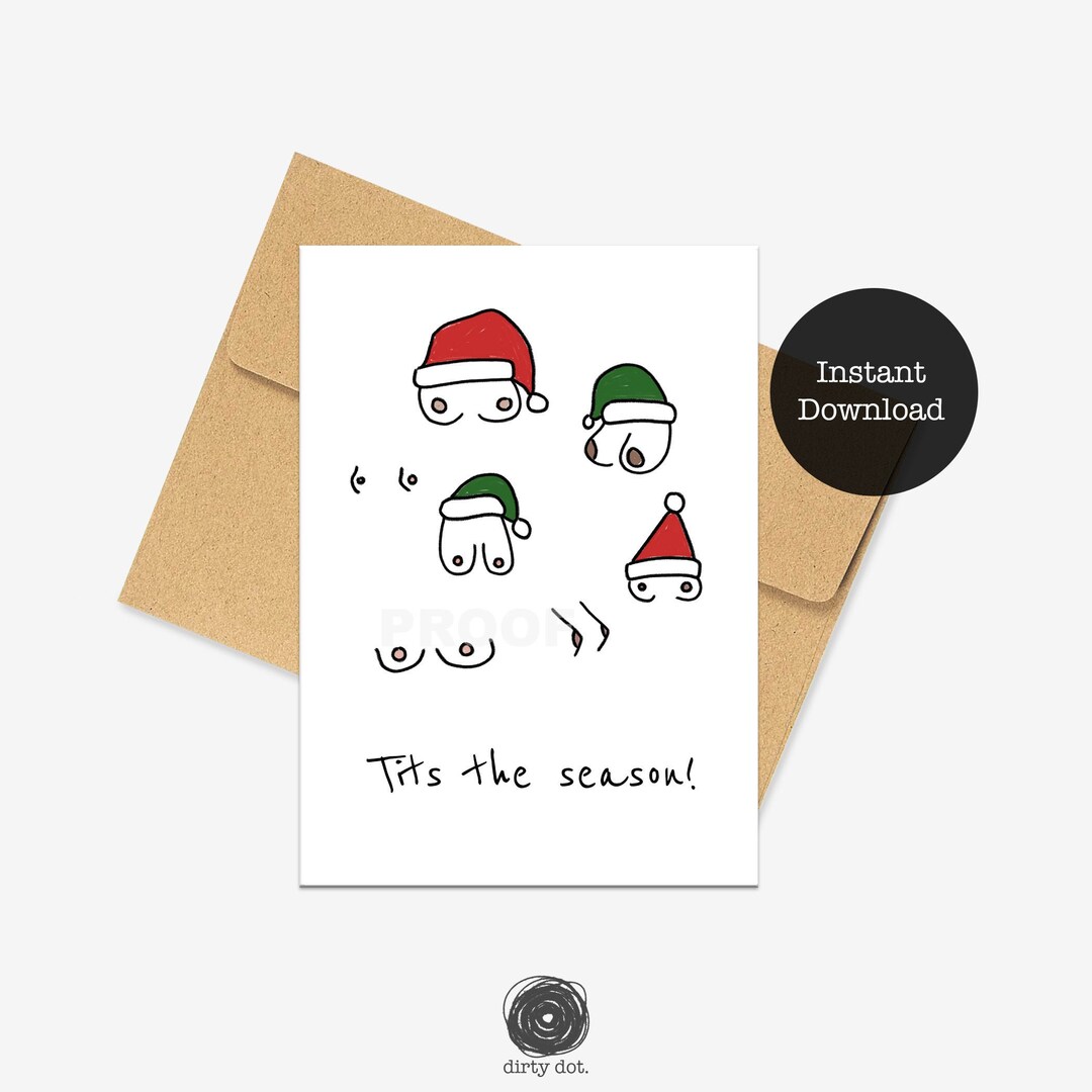 Downloadable Tits the Season Card, Funny Holiday Card, Titty Card, Boob