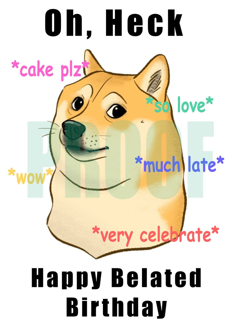 Carte danniversaire dr le  anniversaire  tardif Doge Meme  Oh 