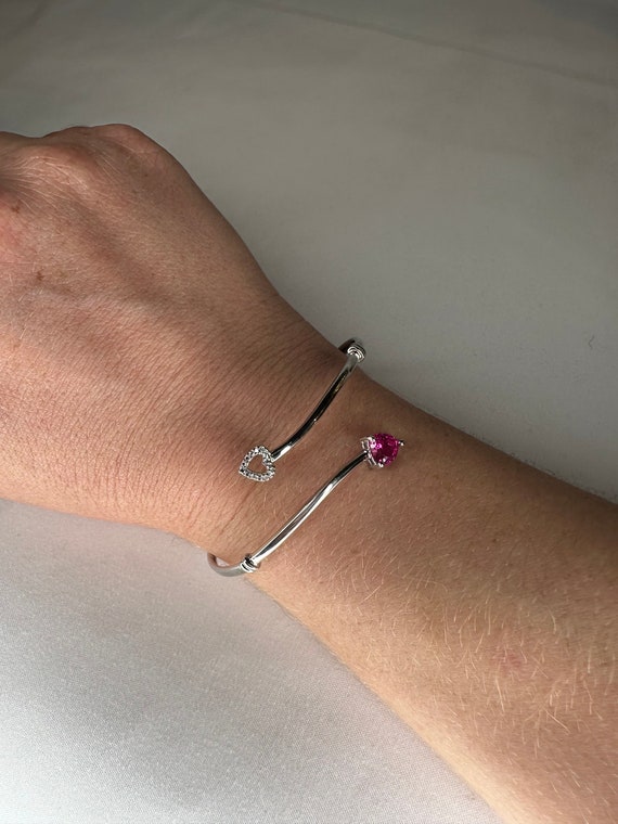 Ruby Simulated CZ flexible Bypass Bracelet 925 St… - image 5