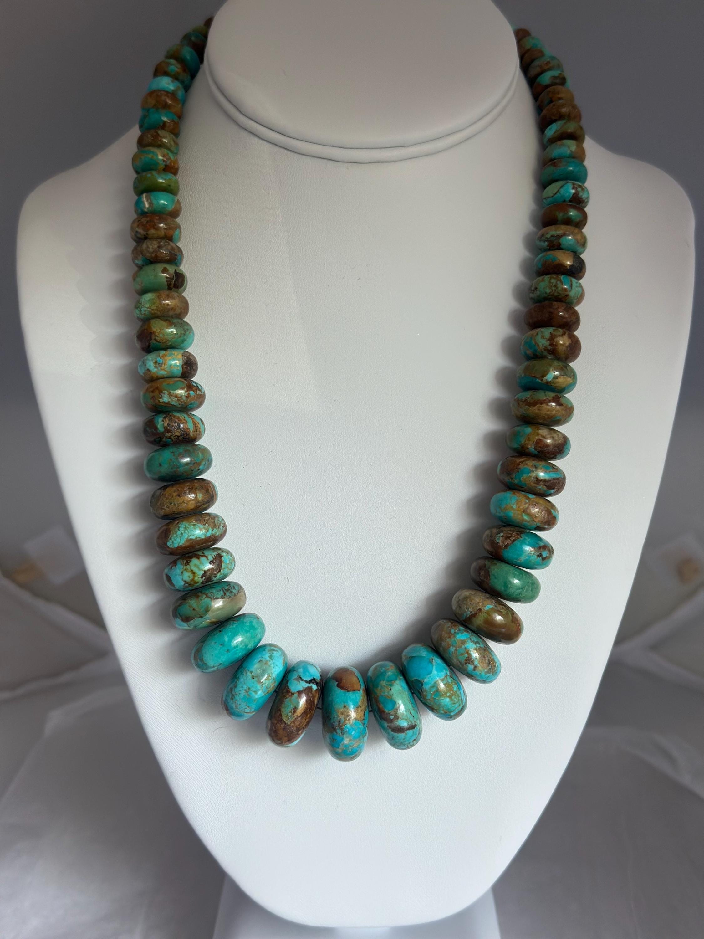 Jay King DTR Necklace 925 Sterling Silver Natural Turquoise Graduated Beads Nugg Jay King Desert Rose Trading Sterling Silver Turquoise  main image 3