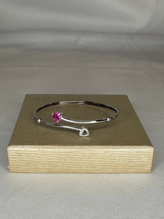 Ruby Simulated CZ flexible Bypass Bracelet 925 St… - image 1