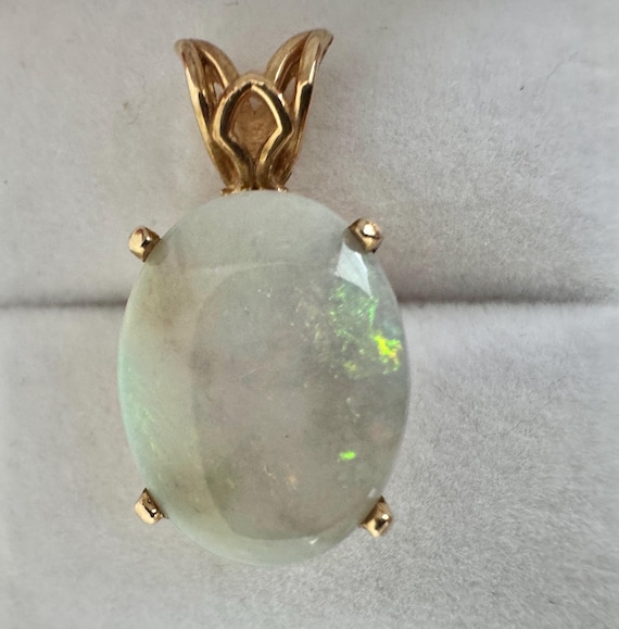 14K Solid Gold 5ct Opal Genuine Gemstone Beautifu… - image 1
