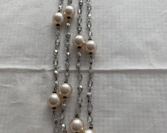 Kenneth Jay Lane Silvery Moonlit Necklace with Light Colored Beads