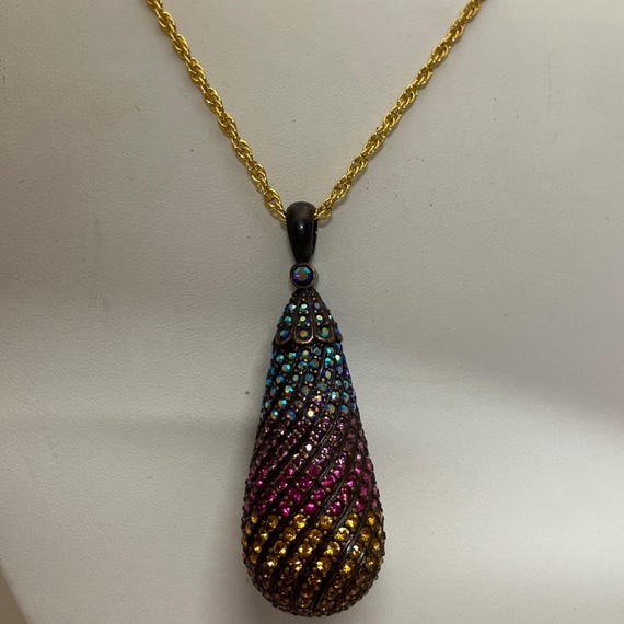 Joan Rivers Teardrop Multi Color Crystal  Pendant… - image 1