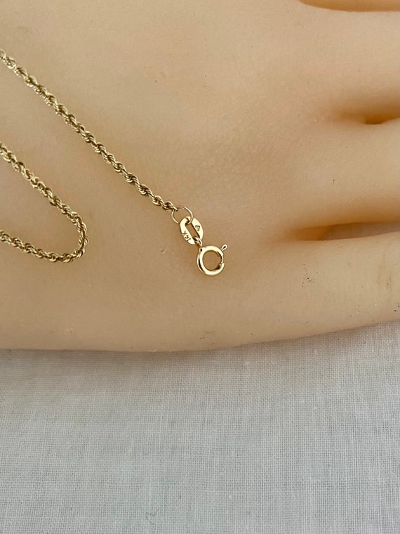 14K Gold Rope Chain Link Anklet Bracelet Length 9” Ye… Gem