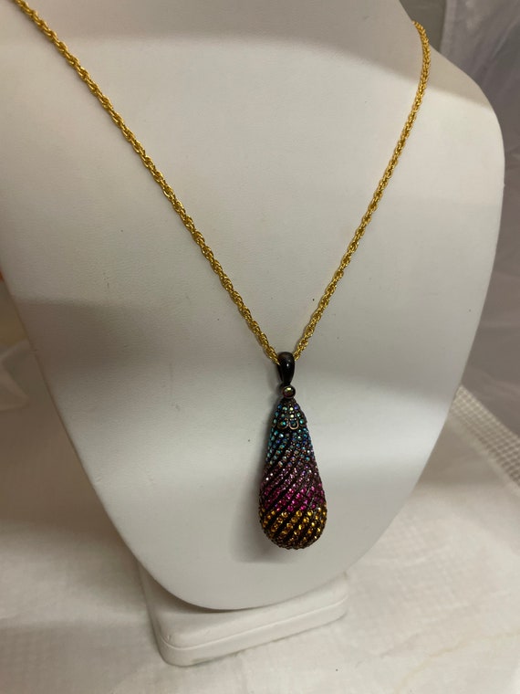 Joan Rivers Teardrop Multi Color Crystal  Pendant… - image 3