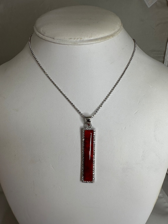 Joys by Judy Crowe Sterling Silver Red Coral Pend… - image 1